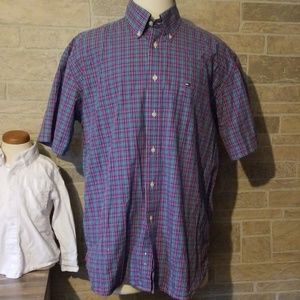 Tommy Hilfiger purple plaid button down shirt